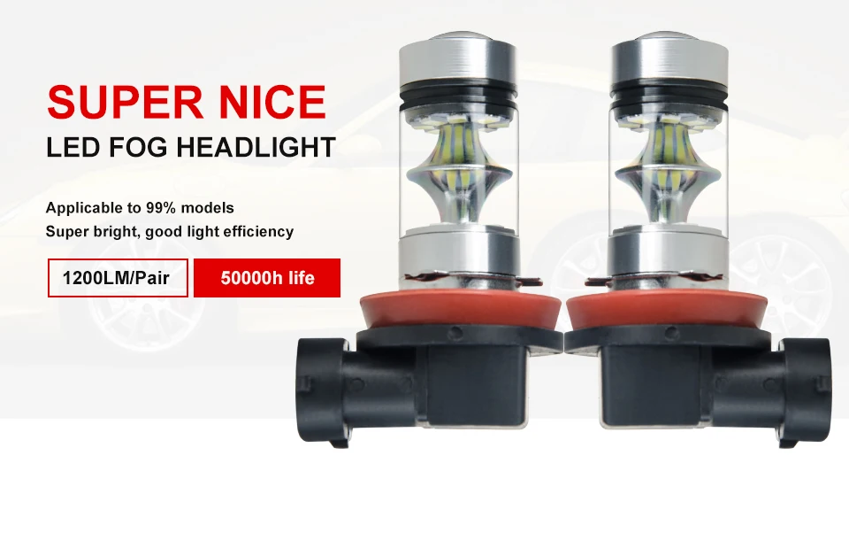 Aceersun LED H7 LED H8 H11 H10 F22 Fog light Car headlamp 1200LM DC12V 24V 2030SMD Chip CANBUS  Yellow light Car Modification (1)