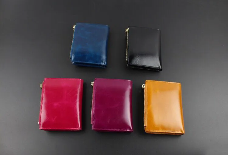 Женский кошелек из натуральной кожи, Классический Тонкий кошелек и сумочка, держатель для карт, черный светильник, коричневый, фиолетовый, розовый, зеленый, синий