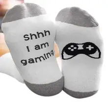 25 см унисекс Зимние хлопковые длинные носки до лодыжки забавные слова снизу Гольф/геймер подарок для влюбленных Harajuku контрастный цвет вязаный край дома F