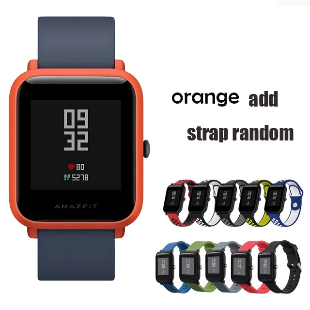 Умные часы Huami Amazfit Bip, глобальная версия, gps, Gloness, умные часы, умные часы, 45 дней в режиме ожидания для телефона MI8 IOS - Цвет: orange random strap