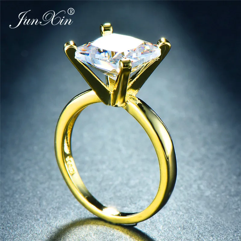 

2019 New Big Crystal White Stone Ring Fashion Silver Gold Engagement Ring Luxury Vintage Bridal Wedding Rings For Women