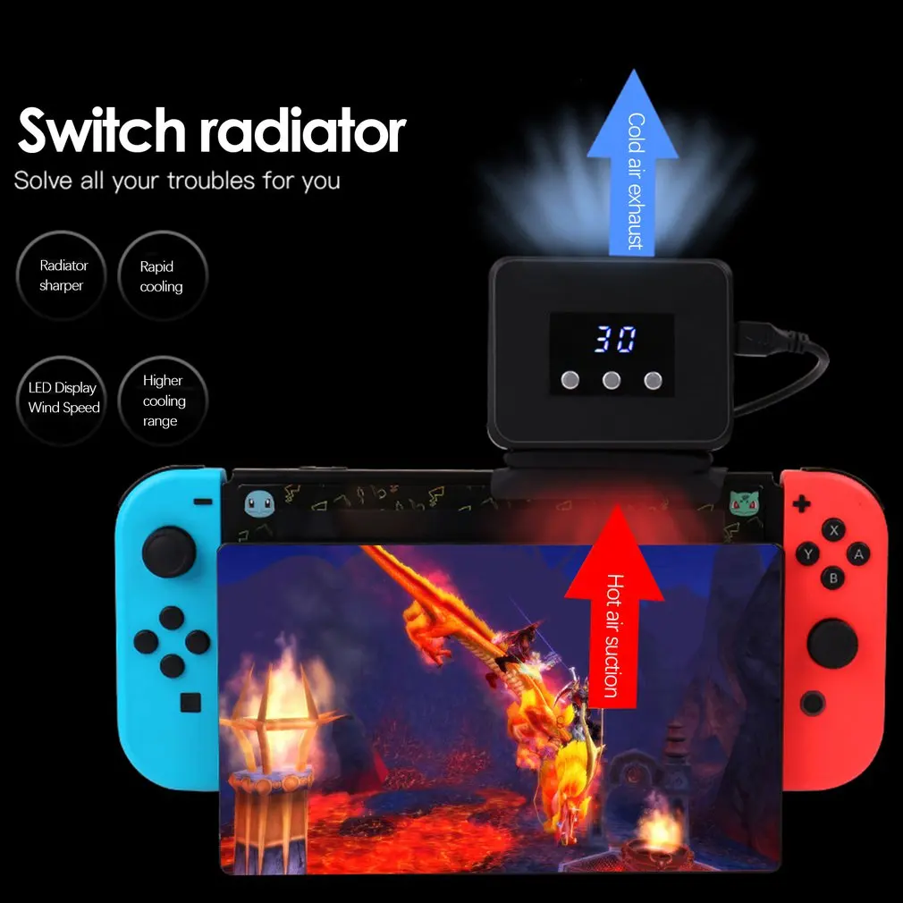 

for Nintend Switch Radiator Base Cooling Fan Cooler Temperature Display for Nintendo Switch Console Heat Sink Cool Protector