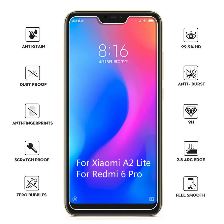 

2.5D Arc Screen Protector For Xiaomi Mi A2 Lite Global Version Tempered Glass For Redmi 6 Pro Premium Display Cover Glass Film