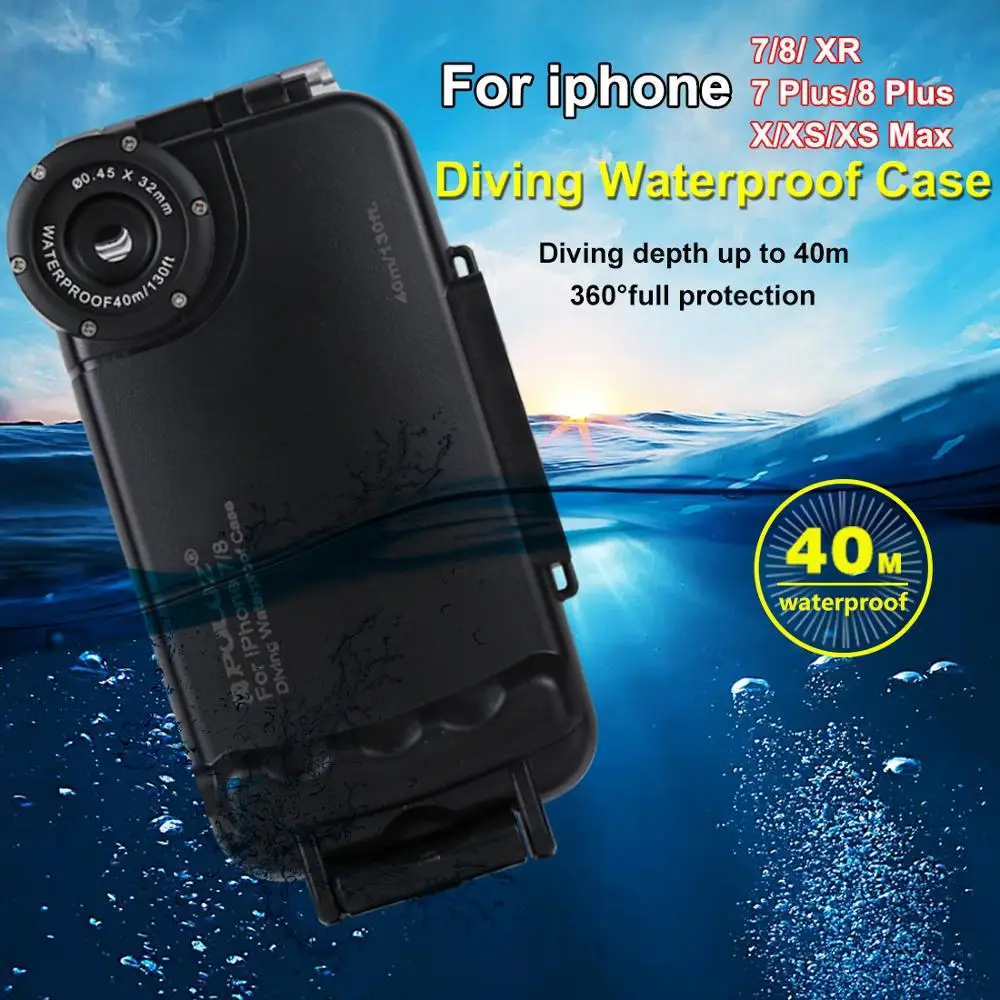PULUZ 40 м водонепроницаемый чехол для дайвинга iPhone 7 8 7P 8P XR XS max фото и видео