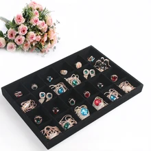 2015 Nuevo estilo de la Caja todo de terciopelo 24 bandeja de la exhibición del collar de Exhibición de La Joyería anillos pulseras muestra caja de tamaño 35*24*3 cm