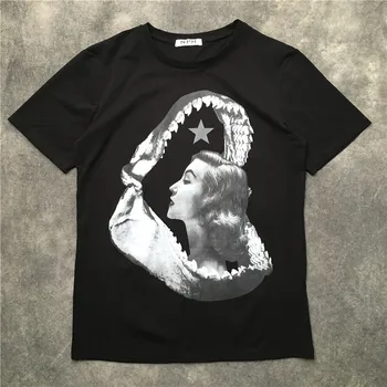 

New Novelty 2019 Men Beauty shark teeth star T Shirts T-Shirt Hip Hop Skateboard Street Cotton T-Shirts Tee Top kenye S-XXL #K31