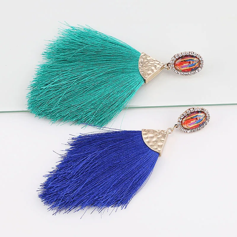 Colorful Beads Tassel Fringe Earrings Long Drop Earrings for Women Lady Party Big Statement Earrings Party Jewelry Gift (3)