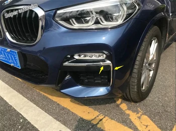

Lapetus Front Head Fog Lights Lamp Eyelid Eyebrow Strip Cover Accessories Exterior Trim Bright Fit For BMW X3 G01 2018 2019 2020