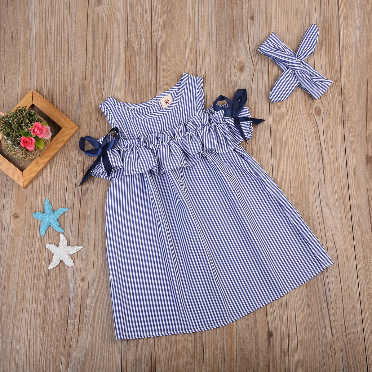 Pudcoco/Детские платья для маленьких девочек вечернее платье в полоску с оборками и открытыми плечами платье-пачка вечерние платья в полоску