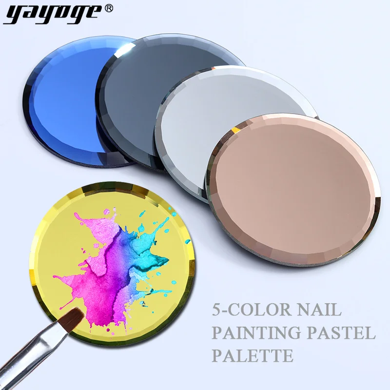 

Yayoge Dual-ended Nail Polish Cream Mixing Spatula Spoon Stick Mirror Glass False Nail Tips Display Board Color Palette