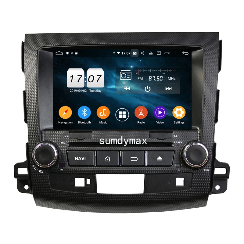 Flash Deal 8"HD screen android 9.0 4G+64G car dvd gps player for Mitsubishi outlander 2008-2012 with octa core PX5 gps navigaiton wifi USB 9