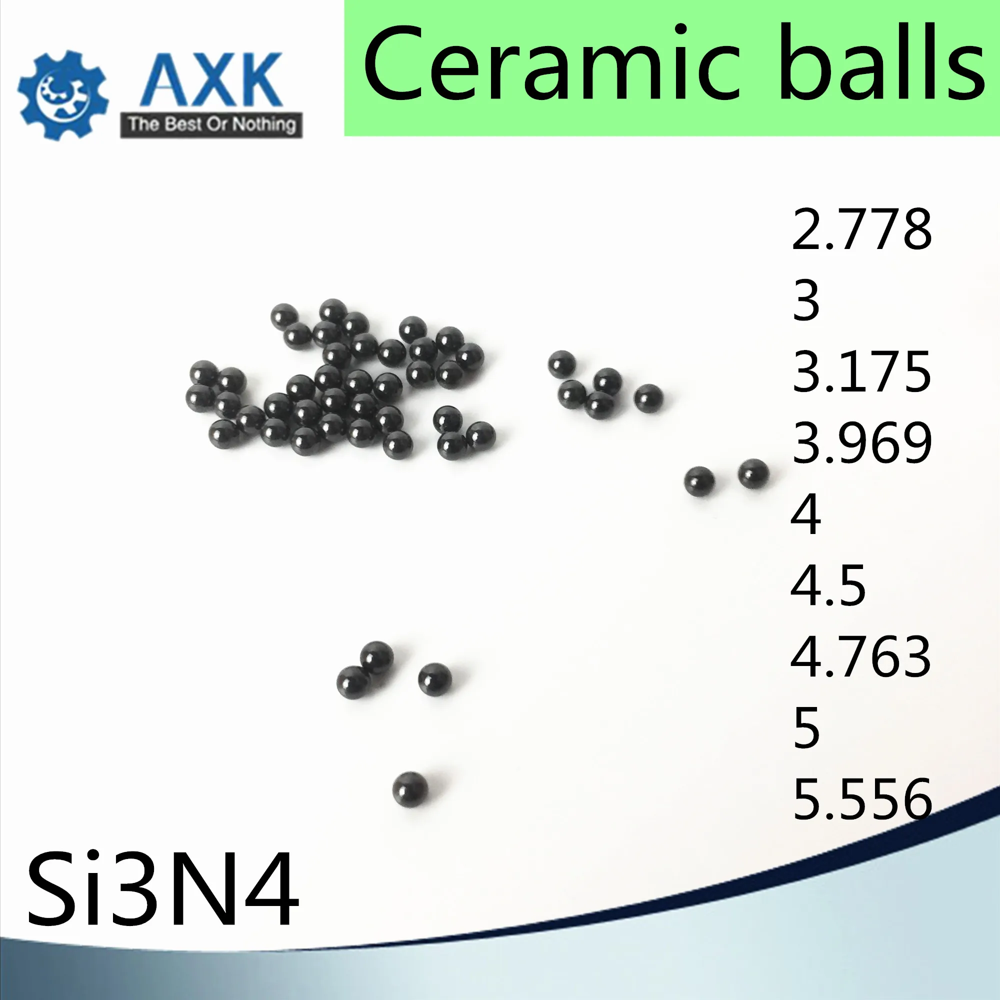 100pcs 2.778mm(7/64"mm) 3mm 3.175mm 3.969mm 4mm 4.5mm 4.763mm 5mm  5.556mm G5 si3n4 ceramic ball Silicon Nitride bearing balls
