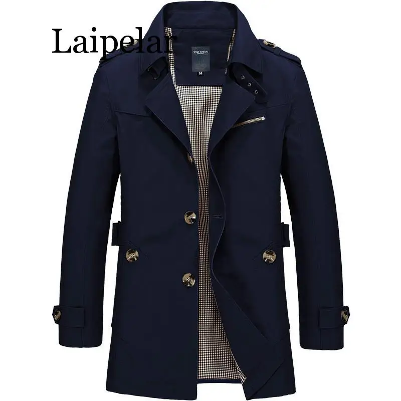 Laipelar Men Jacket Coat Fashion Trench Coat New Spring Brand Casual Fit Overcoat Jacket Outerwear Male