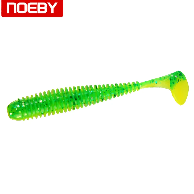 6 шт./пакет NOEBY мягкие приманки 2 размера искусственный червь весло приманка Tail Grub