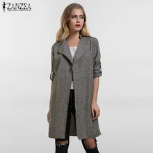 2019 Spring Women Slim Thin Outerwear Casual Lapel Windbreaker Cape Coat European Style Linen Cardigan Jacket