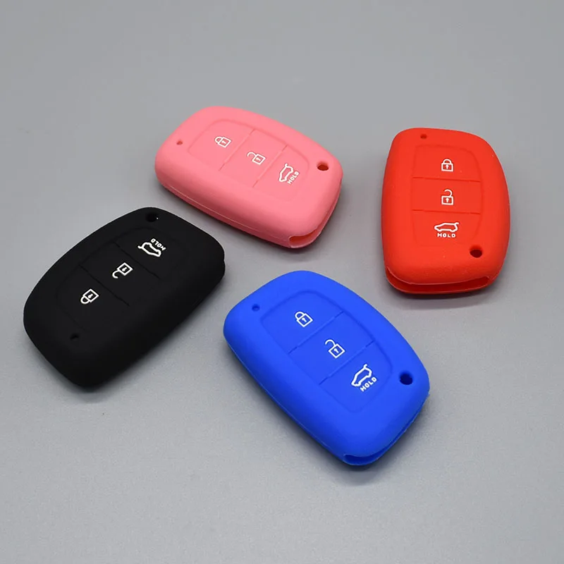 

silicone car key fob Blank cover case skin set fit Hyundai i30 ix35 solaris tucson 2016 accent santa fe smart remote accessories