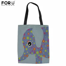 FORUDESIGNS/Женская тканевая сумка с принтом слона, холщовая хозяйственная сумка для девушек-подростков, Повседневная Хлопковая Сумка, модная сумка Eco Sacola