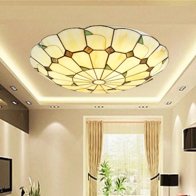 

Vintage Retro Mediterranean Ceiling Lamps AC110V-220V Stained Glass Aisle Hotel Restuarant LED Balcony Lamp Lighting