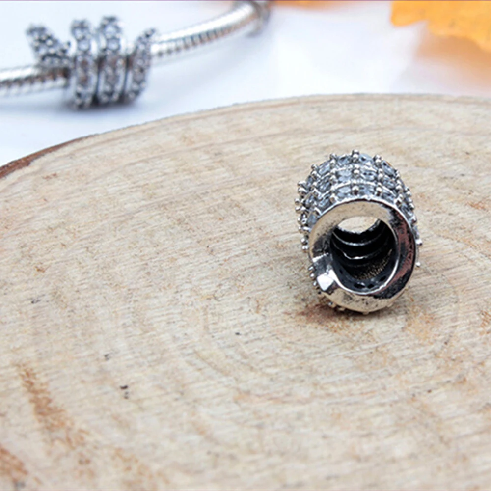 ELESHE Christmas Gift 925 Sterling Silver Snake Beads Clear CZ & Crystal Charms Fit Original Bracelet Necklace DIY Jewelry