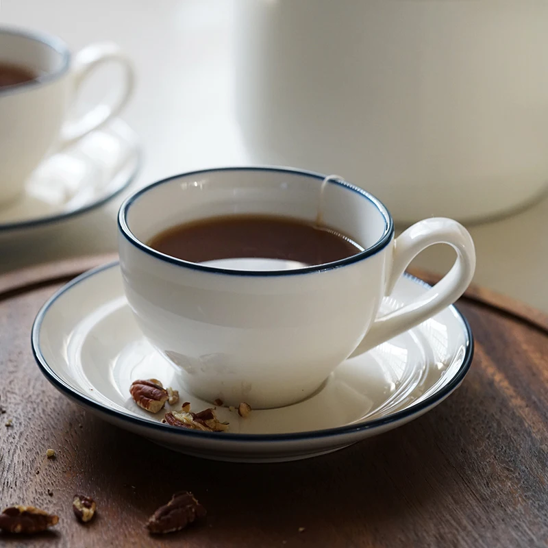 Керамическая черная чашка с блюдце 215 мл|cup with|tea cupmilk mug |