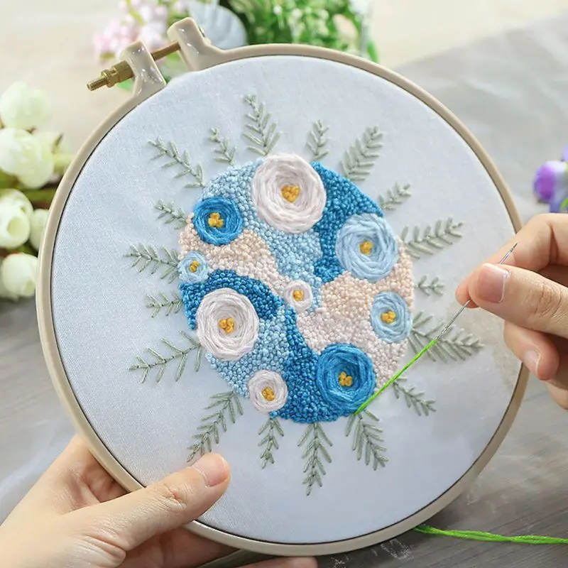 

PDIY Flower Theme Embroidery Home of Range Kit Gift Accessories Valentines Decoration with Handkerchief Full Day P Tools