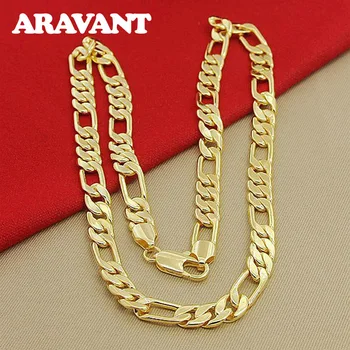 

Silver 925 Gold Necklace Link Chains Men Fashion Jewelry Accessories