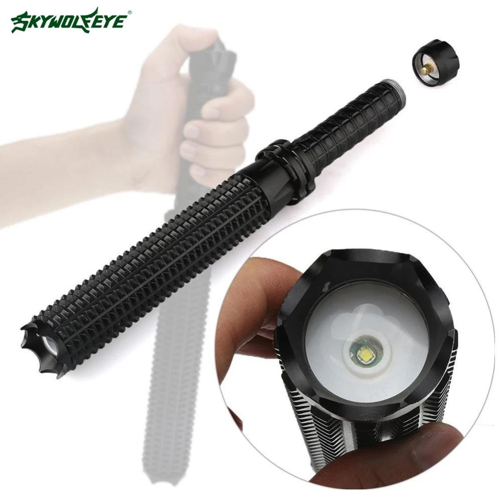 LED Q5 Military Flashlight Mace Baseball Bat Torch Security Flashlight Club Light Lamp 3 Modes