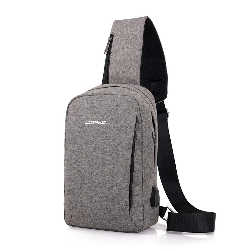 

Fashion Men Crossbody Bag Casual Chest Bags High Quality Grey Blue Black Airsoft Business Travel Shoulder Bag with USB Port
