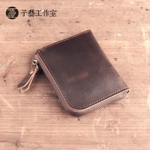 2017 Nouvelle Main En Cuir Super Slim Wallet, Mini Portefeuille, dames sac en cuir véritable rétro simple court