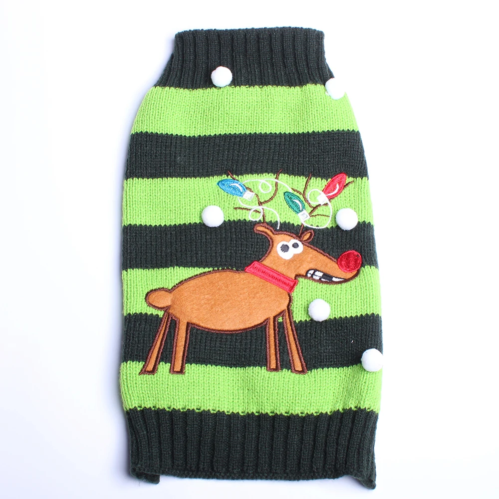 

Dog Cat Sweater Jumper Striped&Reindeer Hoodie Jersey Pet Puppy Coat Jacket Warm Clothes