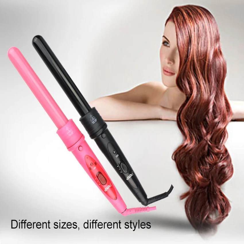 Controle de Temperatura Digital Ferramentas Estilo Cerâmica Cone Cabelo Curling Iron Tong Rolo Curler Wand Frete Grátis 17 Cheap Bobs para cabelo