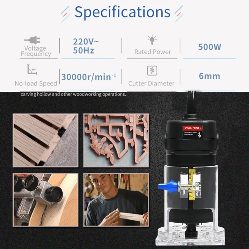 Prostormer 6,35 мм 500 Вт триммер роутера Электрический Ламинат Триммер для кромки мощный Чак деревообрабатывающий триммер с сумкой электроинструменты