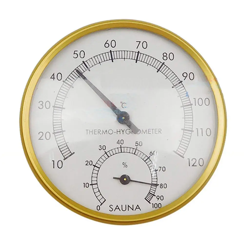 

Sauna Thermometer Metal Dial Hygrometer Humidity Temperature Measurement Meter Indoor Room Accessory