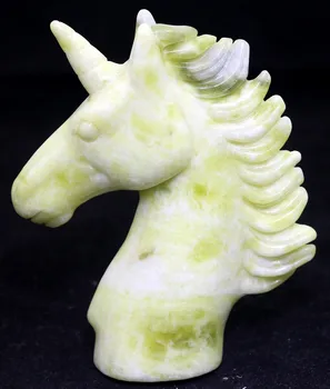

3.86"LANTIAN JADE Carving Unicorn Crystal Skull Crystal Healing Furnishing Articles Figurine TF27 Meditation
