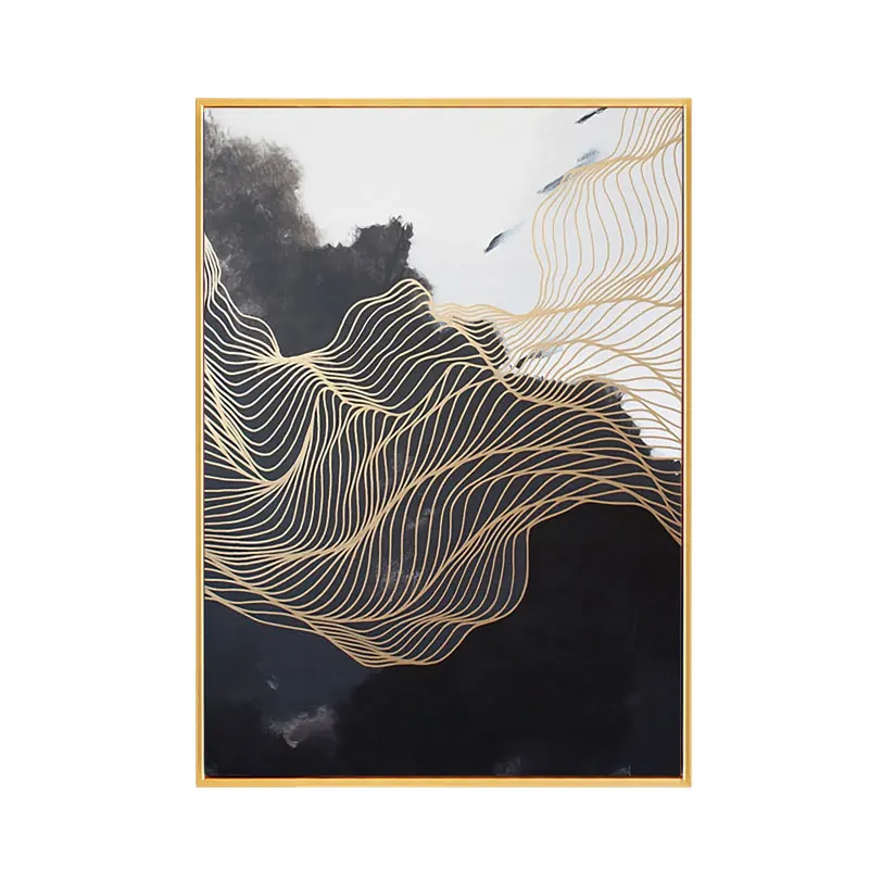 Yellow Mountain Abstract Geometric Line Nordic Poster Wall Pictures For Living Room Home Decor Canvas Painting Picture Unframed