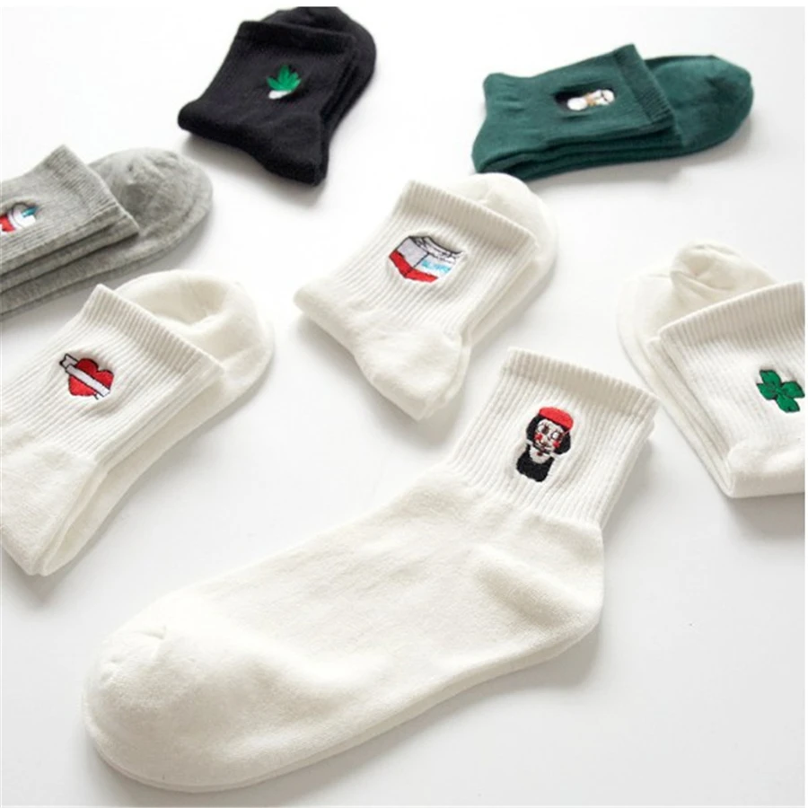 Новые женские хлопковые короткие носки с принтом «Killer Cupid Moustache Milk Cola Leon Clover Love Mathilda», удобные, Прямая поставка, 4 пары