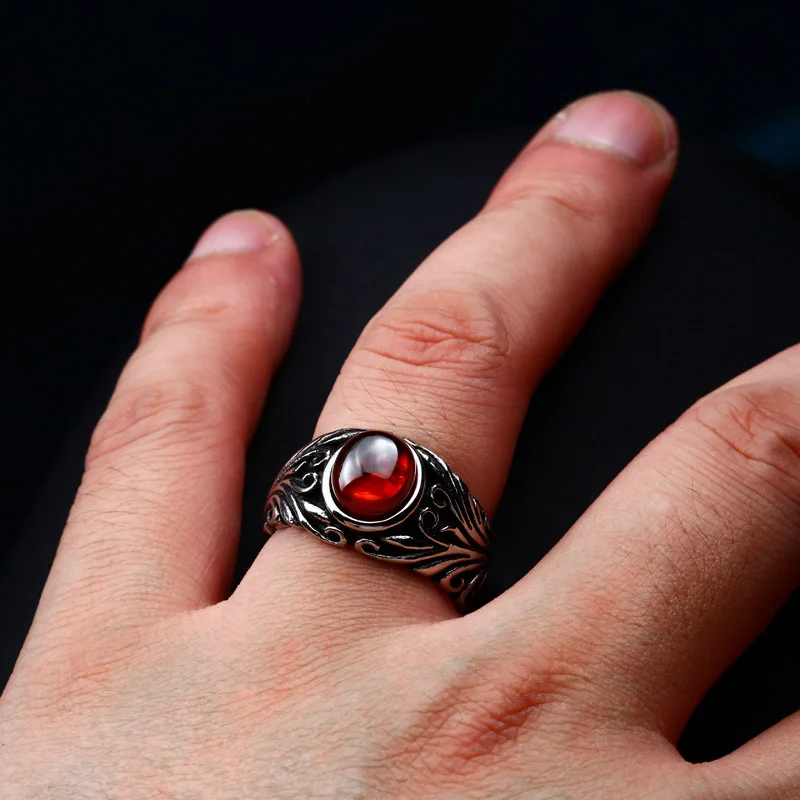 Beier 2018 Men's Fashion Jewelry Trendy Stainless Steel The Red With Stone Ring For man or woman BR8-251