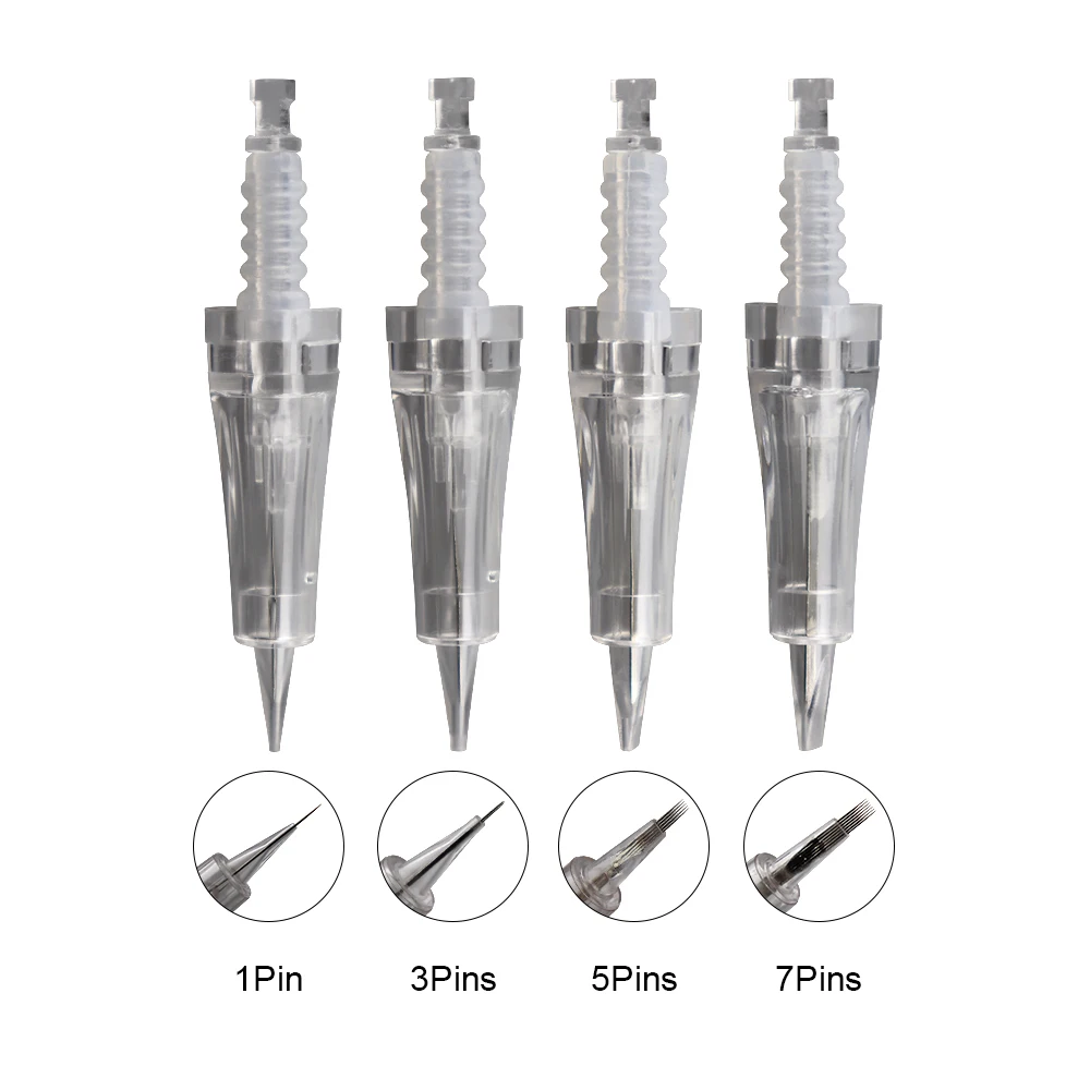 10 шт. штык Татуировки роторный иглы 1Pin/3 стежков на каждые F5/F7 постоянного бровь, карандаш для глаз, губы макияж тату Nano советы