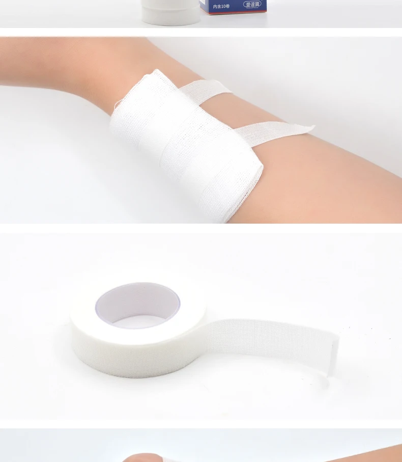 10 Rollsbox Medical Tape Adhesive Plaster Gauze Fixation Tape First Aid Supplies Wound Dressing Breathable Cotton cloth TapeS (7)