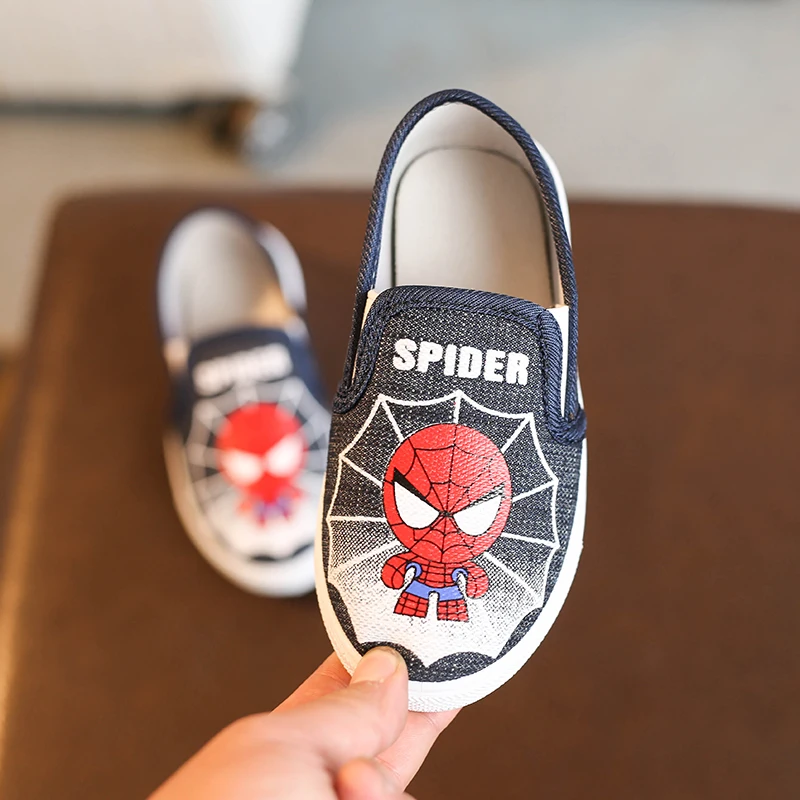 Детская обувь для человека-паука, модные мягкие кроссовки с хлопковой подкладкой для маленьких мальчиков и девочек, спортивная обувь для детей, повседневные лоферы на плоской подошве