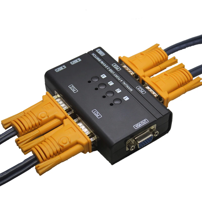 4 порта KVM переключатель управления 4 ПК Хост 1 Набор USB клавиатура мышь и VGA монитор мульти ПК управление кабель