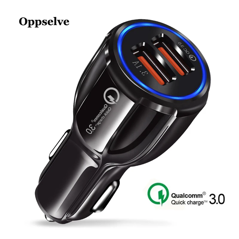 Oppselve سريعة تهمة 3.0 المزدوج USB شاحن سيارة 5V3A توربو سريع سيارة شحن الهاتف المحمول شاحن آيفون Xiaomi معدِّل سيارة