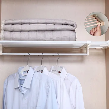 

Adjustable Closet Organizer Storage Shelf Kitchen Rack Space Saving Cabinet Wardrobe Layered Separated Compartment Shelves