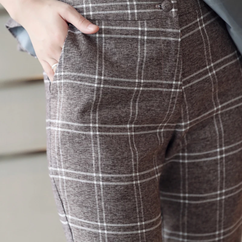 RG Formal Plaid Blazer Trouser 2 Pieces Set Business Office Wear Pant Suits for Women Plus Size 2XL Pants Suit Autumn 2018