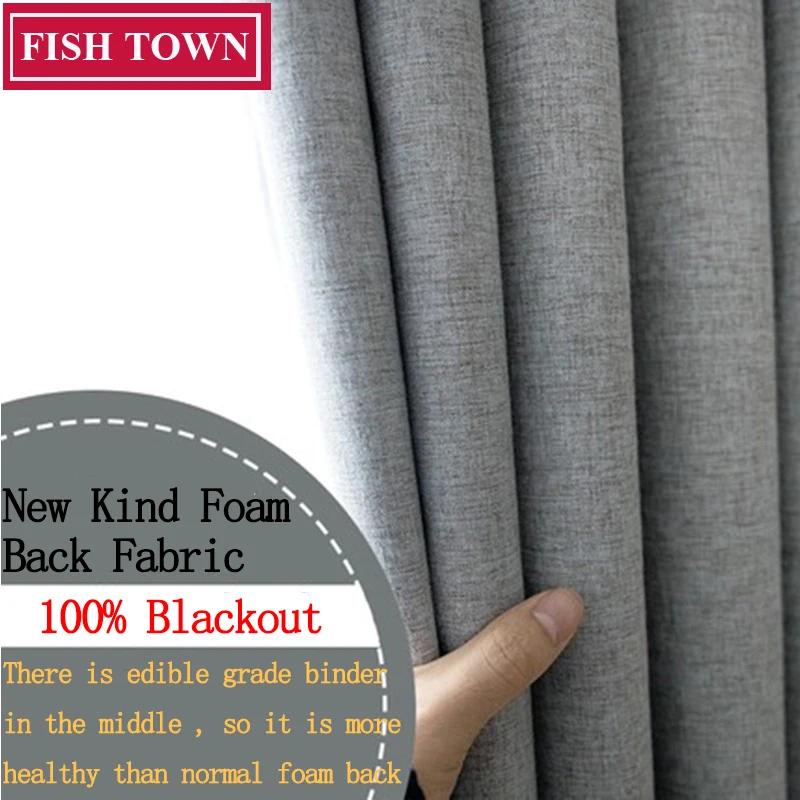 

FISH TOWN Real 100% Blackout Health Curtain For Livingroom Darpe New Kind of Curtains for Bedroom Rideaux Window Customized