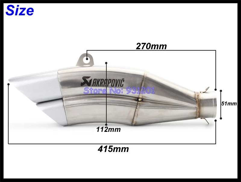 Entrada 51mm Akrapovic de Escape de la motocicleta escapar Moto silenciador tubo DB asesino Universal para Nmax Xmax MSX125 NC750X TRK502 etc