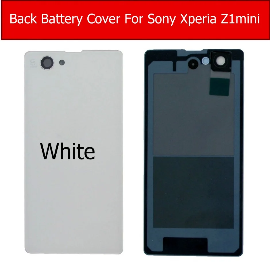 Задняя крышка батарейного отсека стеклянная крышка для sony Xperia Z1 Mini/Z1 Compact M51W D5503 стеклянная задняя крышка чехол+ 1 пленка бесплатно - Цвет: White