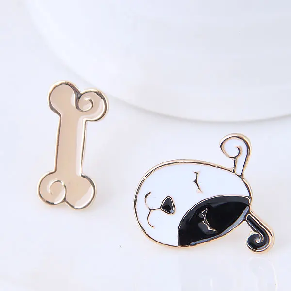 

Trendy Jewelry little dog and bone Stud Earrings corlorful enamel earrings wholesale Animal earrings For Women girl