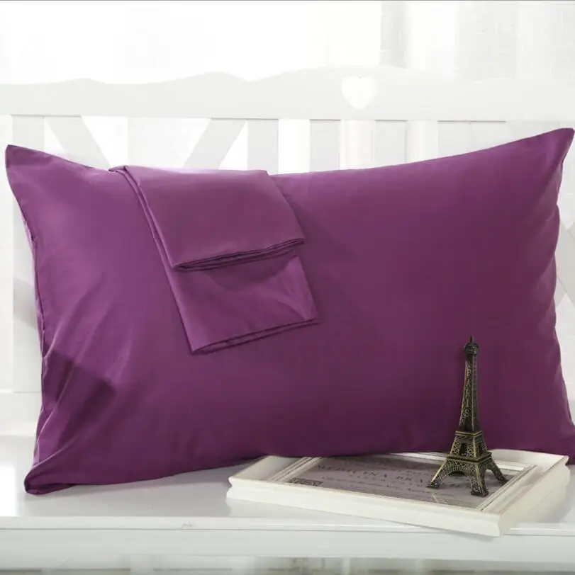 

2PCS/LOT Solid Color Rectangle Pillow case 100% Cotton Bedding Pillowcase 48x74 cm Home Textile Pillow Cover Purple/Gray/Pink