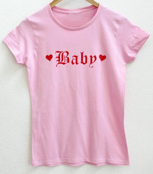 Funny Baby Heart Funny Letter T Shirt Girl Cute Like Pink Clothing Baby